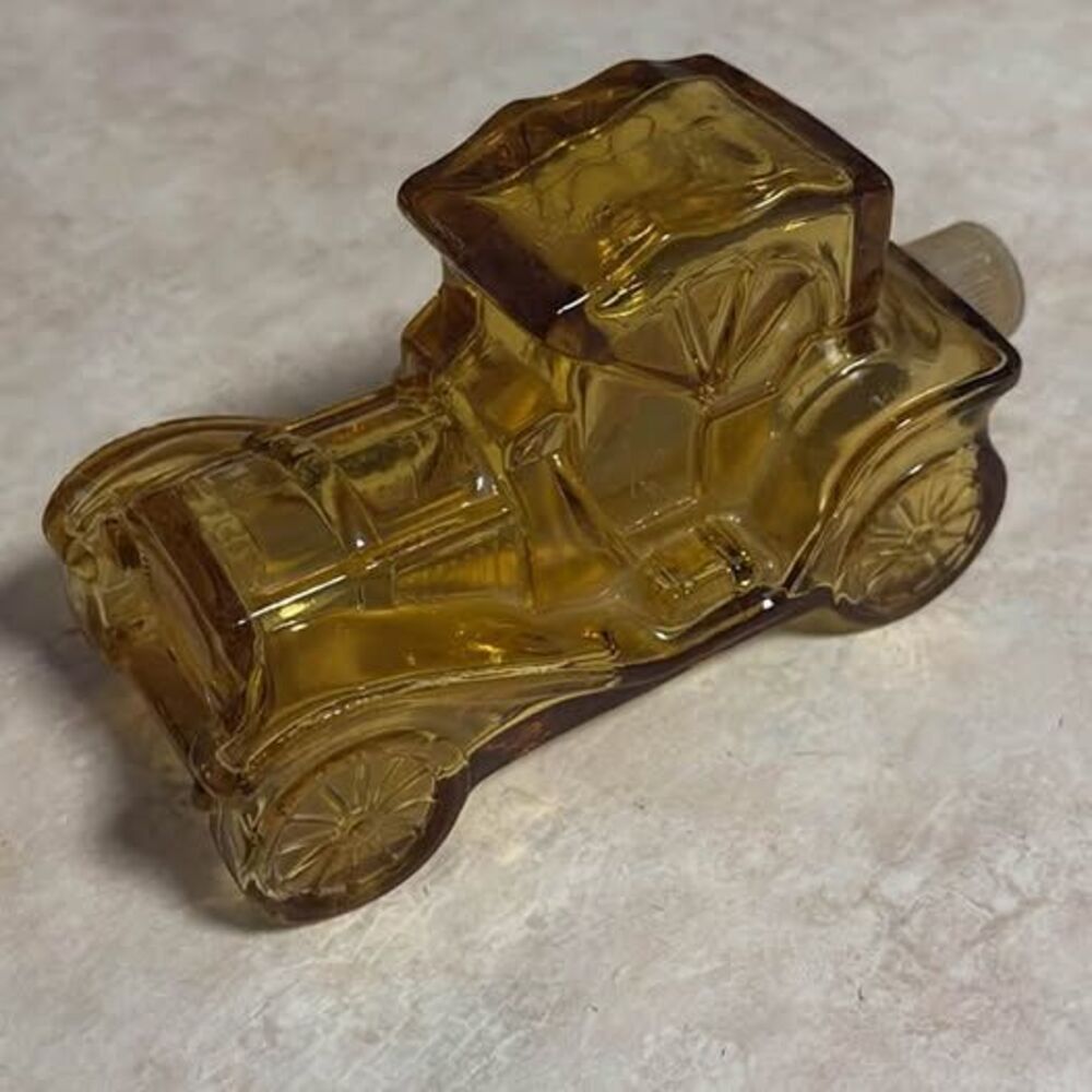 Vintage Avon Amber Glass Stanley Steamer Decanter